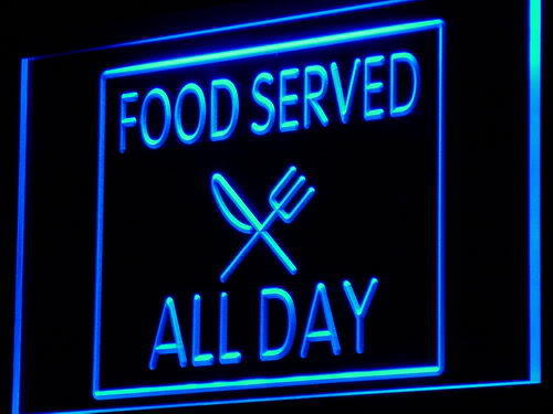 Food Served All Day Cafe Restaurant Light Sign